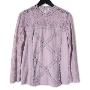 Whimsigoth Long Sleeve Blouse‎ Womens S Purple Fairy Grunge Victorian Lace